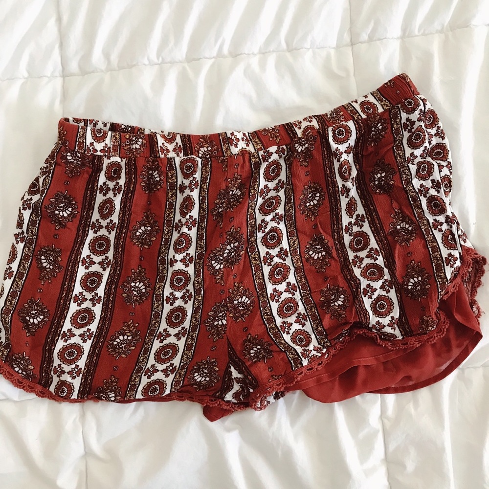 patterned flowy shorts